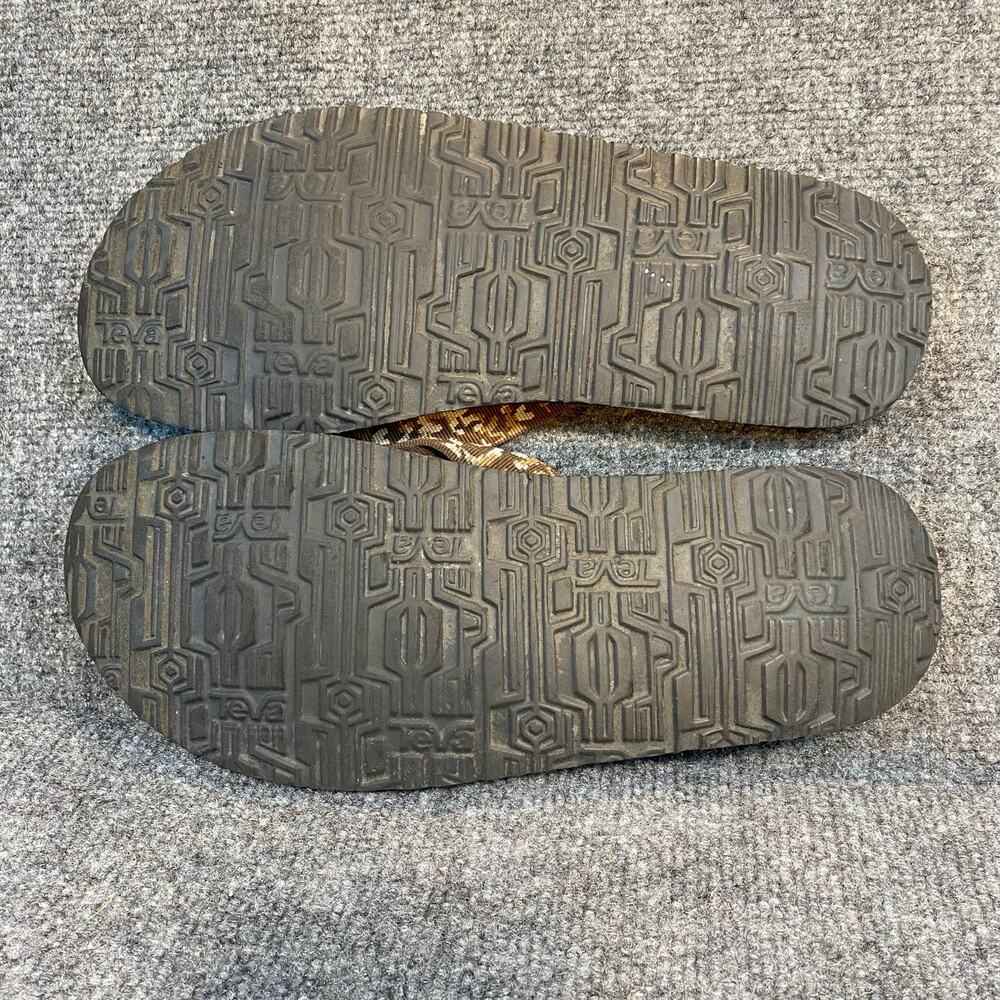 Teva Mens 12 Sandals Mush II Thong Flip Flop Sandals Brown Pattern 4168 - Picture 3 of 5